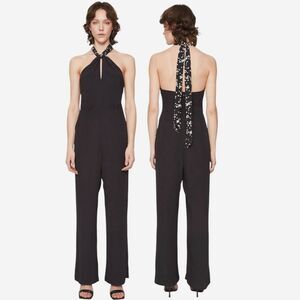 NWT Scotch And Soda Floral Tie Contrast Bow Halter Jumpsuit Size 36/6